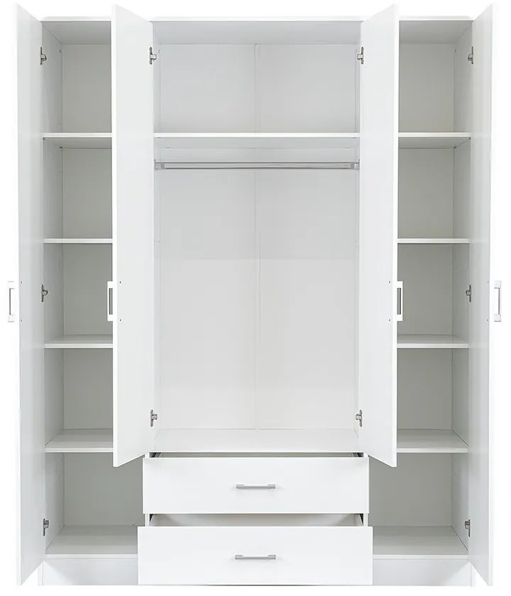 Miami gardróbszekrény 160x205 cm fehér-fehér