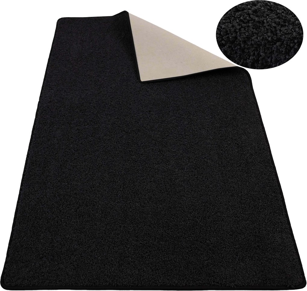 065x120cm Shaggy Szőnyeg Fekete Szoba Puha Szőrös 2CM
