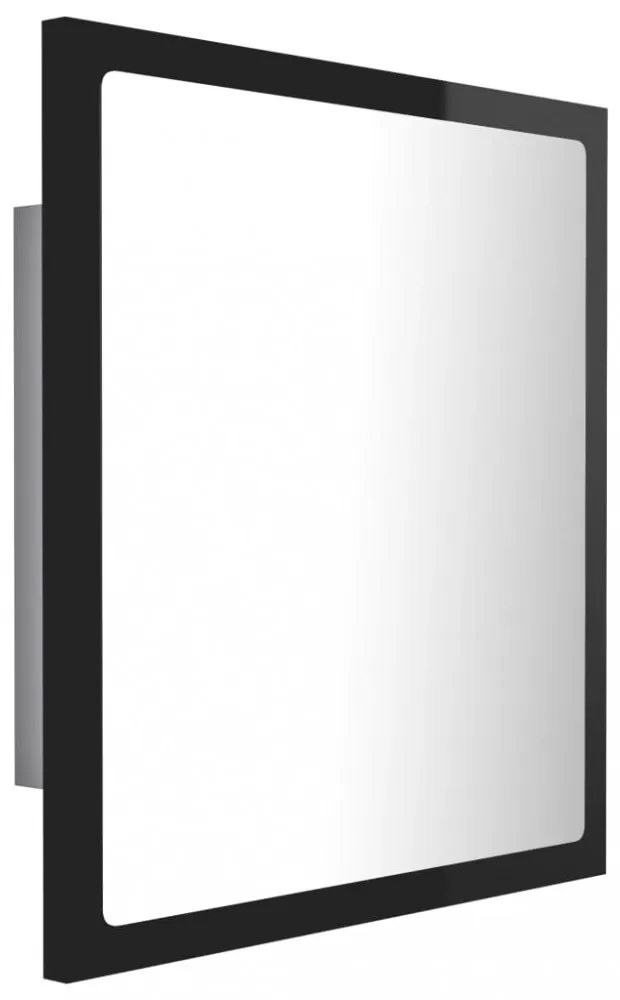 magasfényű fekete akril LED-es fürdőszobatükör 40x8,5x37cm