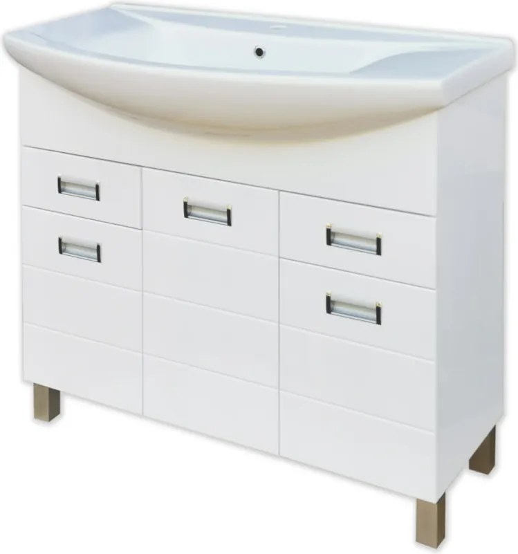 Viva SZQUARE 85 lábon álló fürdőszobabútor Sanovit ZENON 6085 porcelán mosdóval 86 x 50 cm
