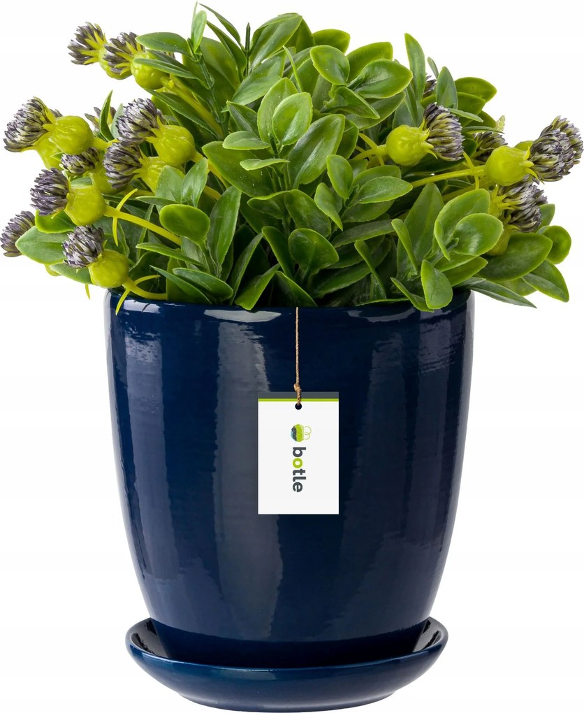 Kerámia kaspó 19,5x21,5 cm kobalt gránát talppal