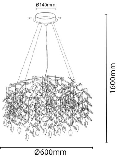 Kristály csillár zsinóron 9xG9/40W/230V arany