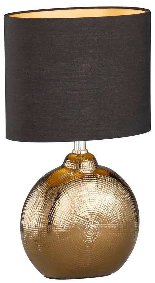 Fekete-bronzszínű kerámia asztali lámpa textil búrával (magasság 39 cm) Foro – Fischer &amp; Honsel