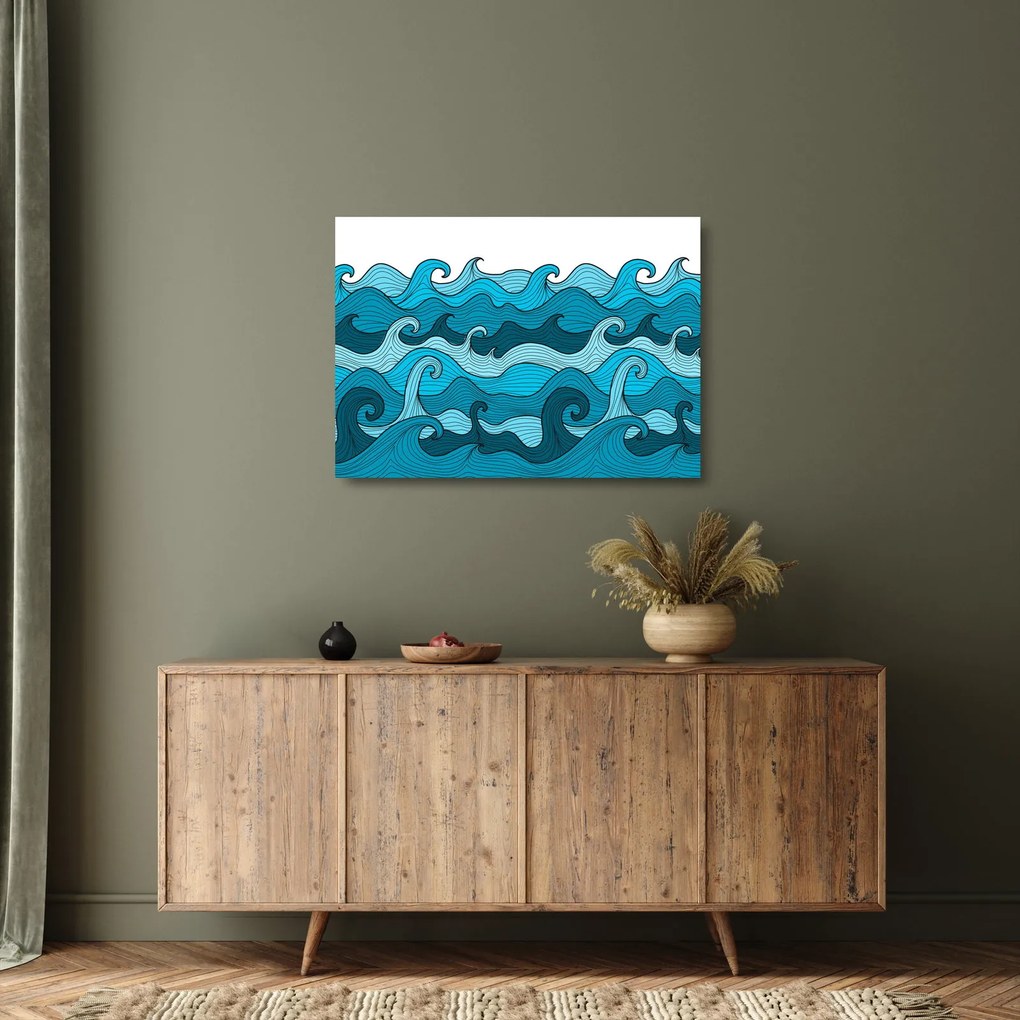 Kép - absztrakció, tenger (üvegen) (70x50 cm)