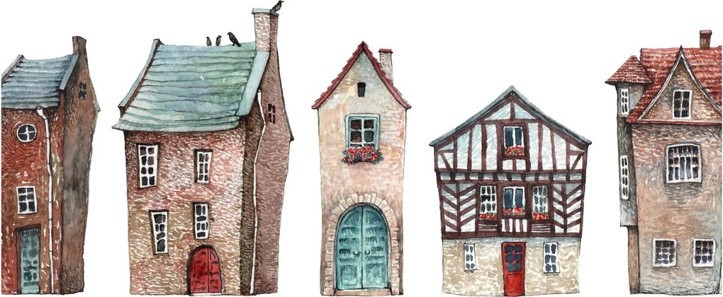 Kép - Akvarell házak (70x50 cm)