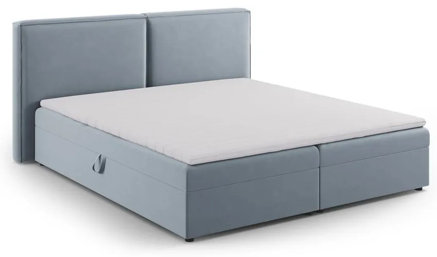 Világoskék ágyneműtartós boxspring ágy 160x200 cm Arendal – Cosmopolitan Design