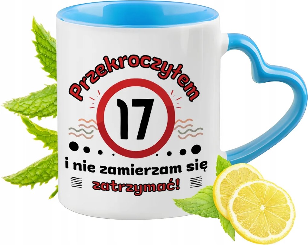 Születésnap 17 17-es 17-es Kék Bögre Szív Alakú Füllel Ajándék