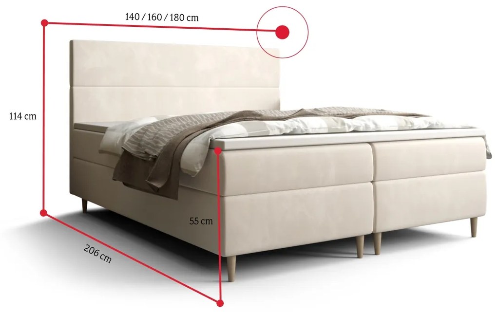 FLORE kárpitozott ágy + topper, 140x200, itaka 27