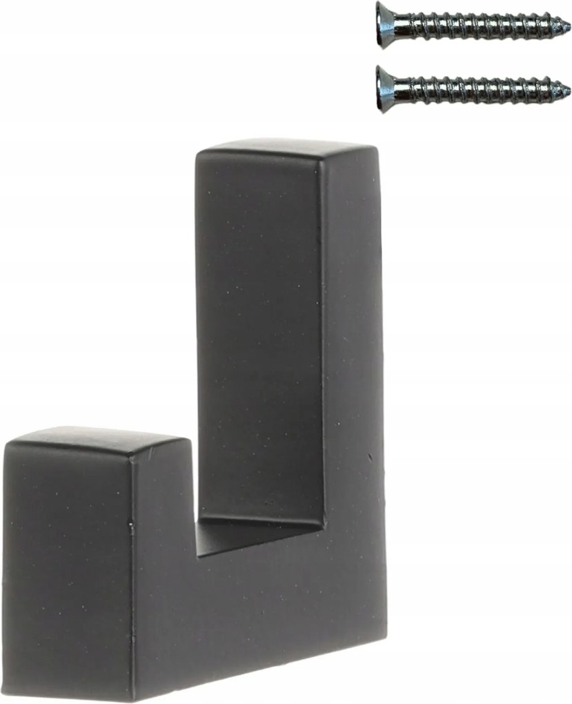 Fürdőszobai fali akasztó matt fekete törölközőtartó, négyzet alakú