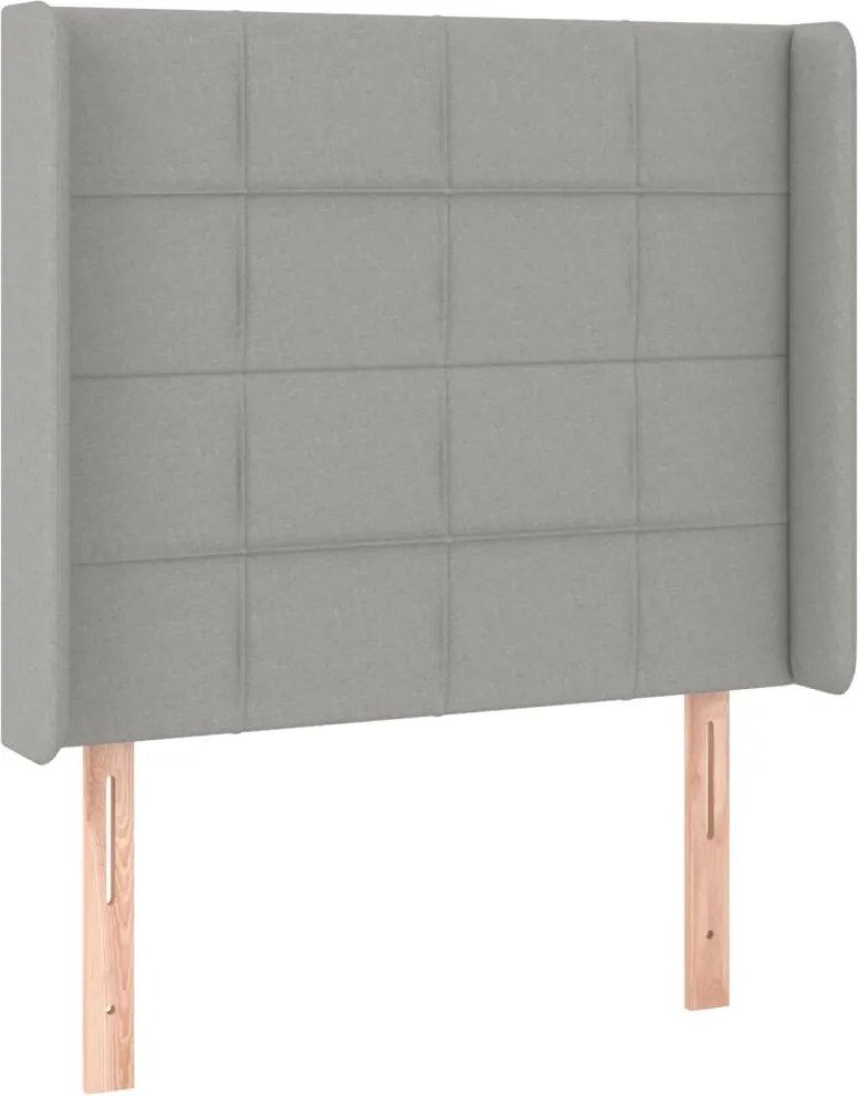 vidaXL világosszürke szövet fejtámla szárnyakkal 93x16x118/128 cm