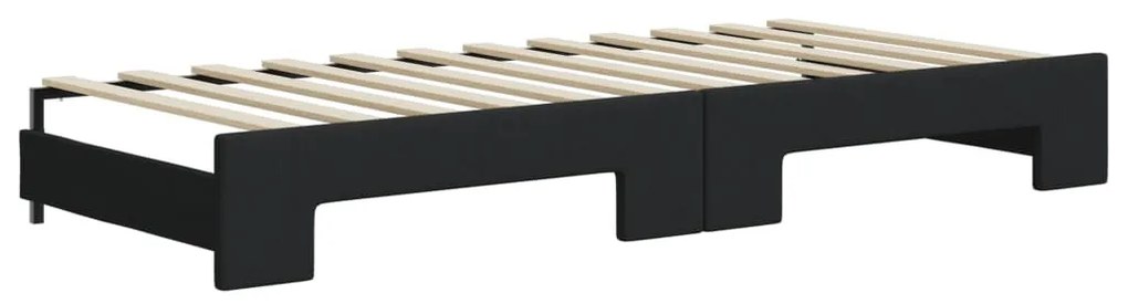 fekete kihúzható szövet heverő fiókokkal 90 x 200 cm