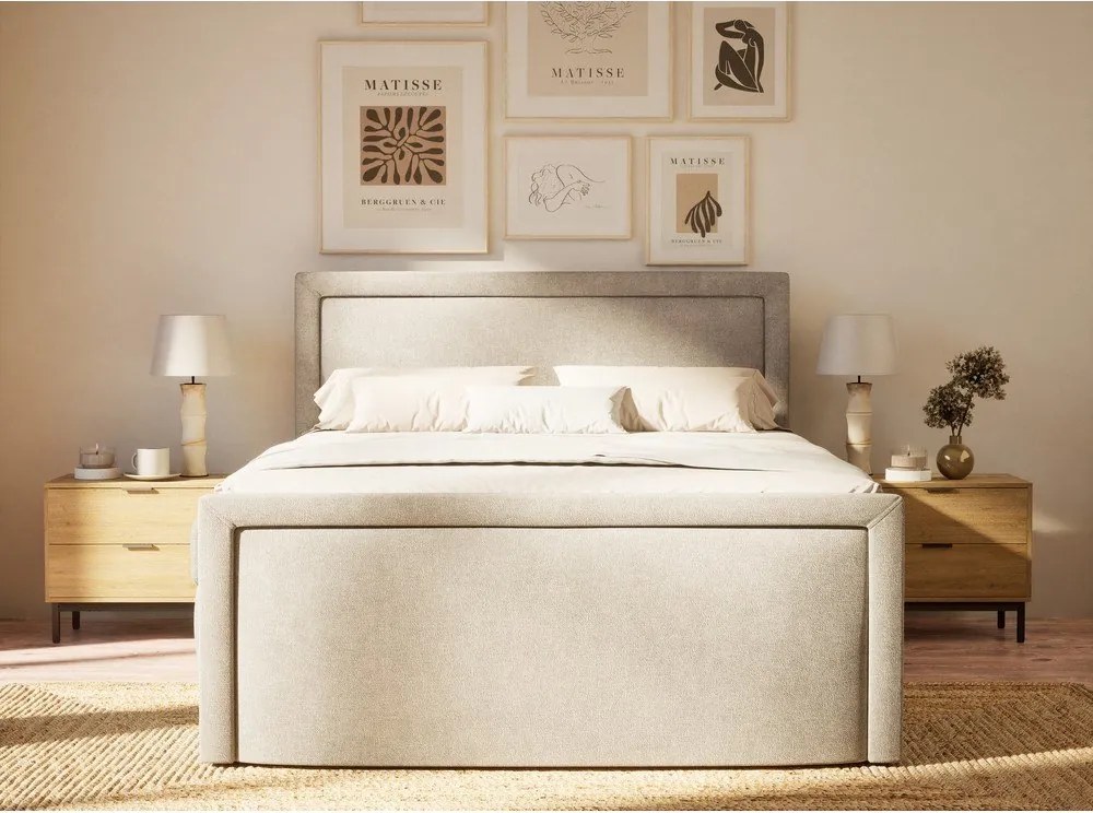 Szürkésbézs ágyneműtartós boxspring ágy 180x200 cm Fresco – Maison de Rêve