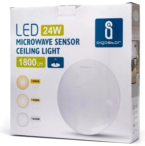 Aigostar - LED Mennyezeti lámpa érzékelővel LED/24W/230V 3000K