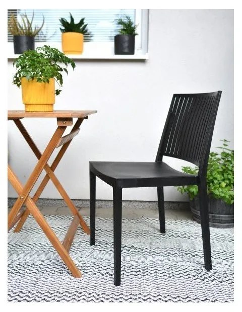 Fekete műanyag kerti szék Bars - Rojaplast