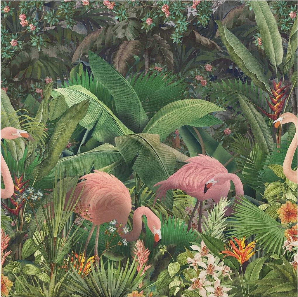 Dekoratív fotótapéta Falra Könnyű Felszerelés Rózsaszín flamingók 250x250 Ragasztó