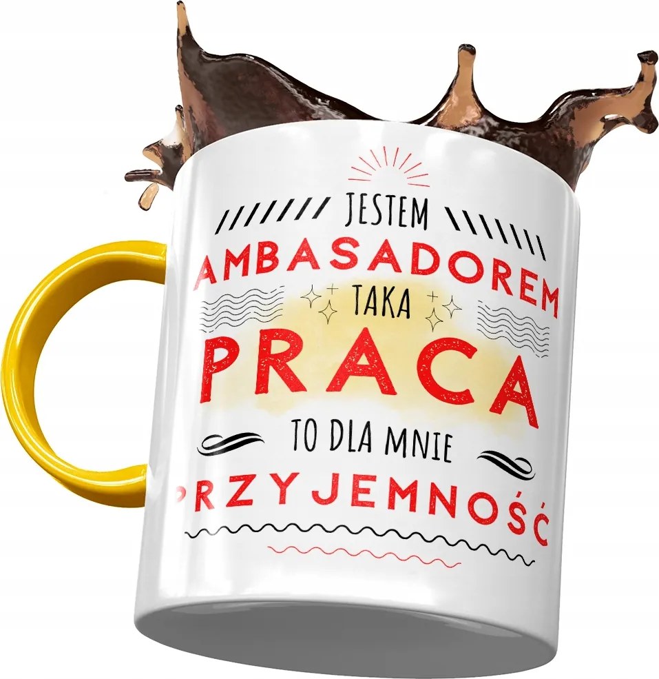 Sárga Bögre Nagykövetnek A Munka Öröm Nyomtatott Fotóval