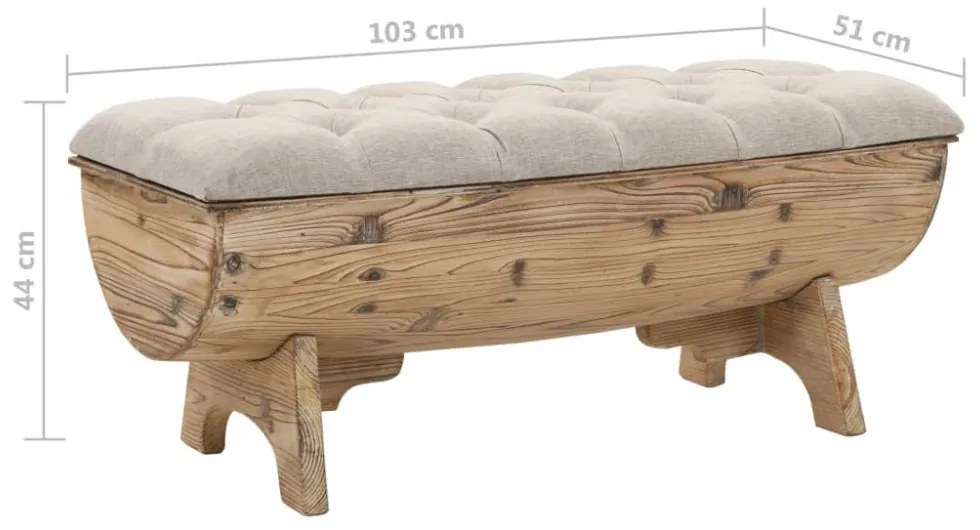 tömör fa és szövet tárolópad 103 x 51 x 44 cm