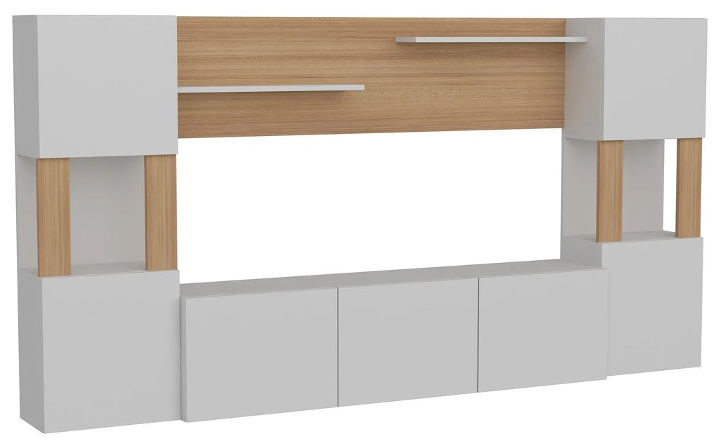 TV szekrény Lore - White, Teak