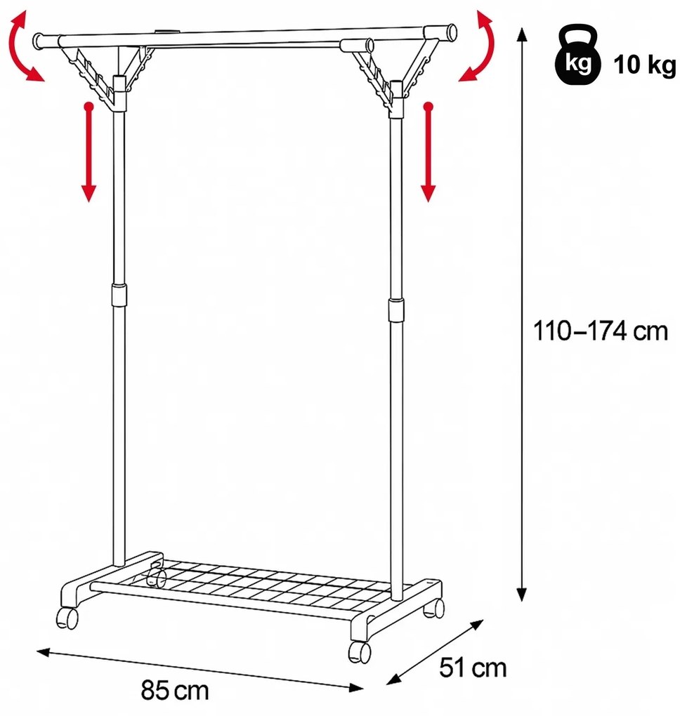 Ruhaszárító állvány 84521 BK, fekete