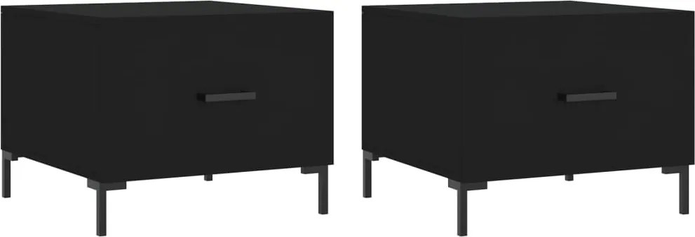 vidaXL 2 db fekete szerelt fa dohányzóasztal 50 x 50 x 40 cm