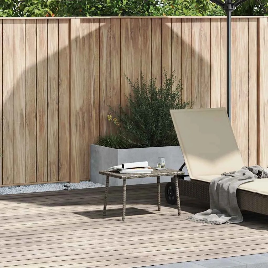 téglalap szürke polyrattan kerti dohányzóasztal 60x40x37cm