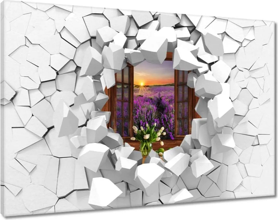 Vászonkép 90x60 Kilátás az ablakból a levendulára