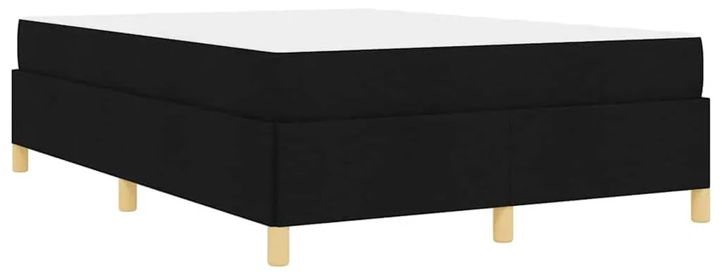 Boxrugós ágy Fekete és fehér és fekete 160 x 200 cm szövet