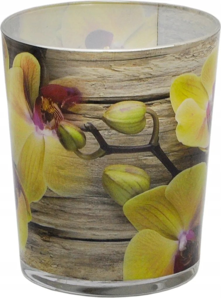Illatgyertya üvegben Orchidea díszgyertya