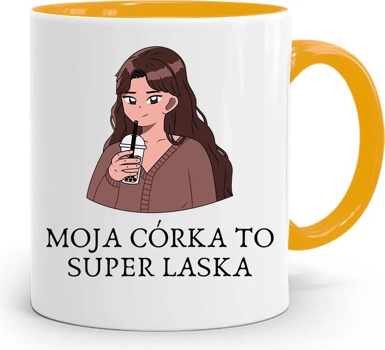 Sárga Bögre Ajándék Lányának Szuper Csajok Nyomtatott Fotóval