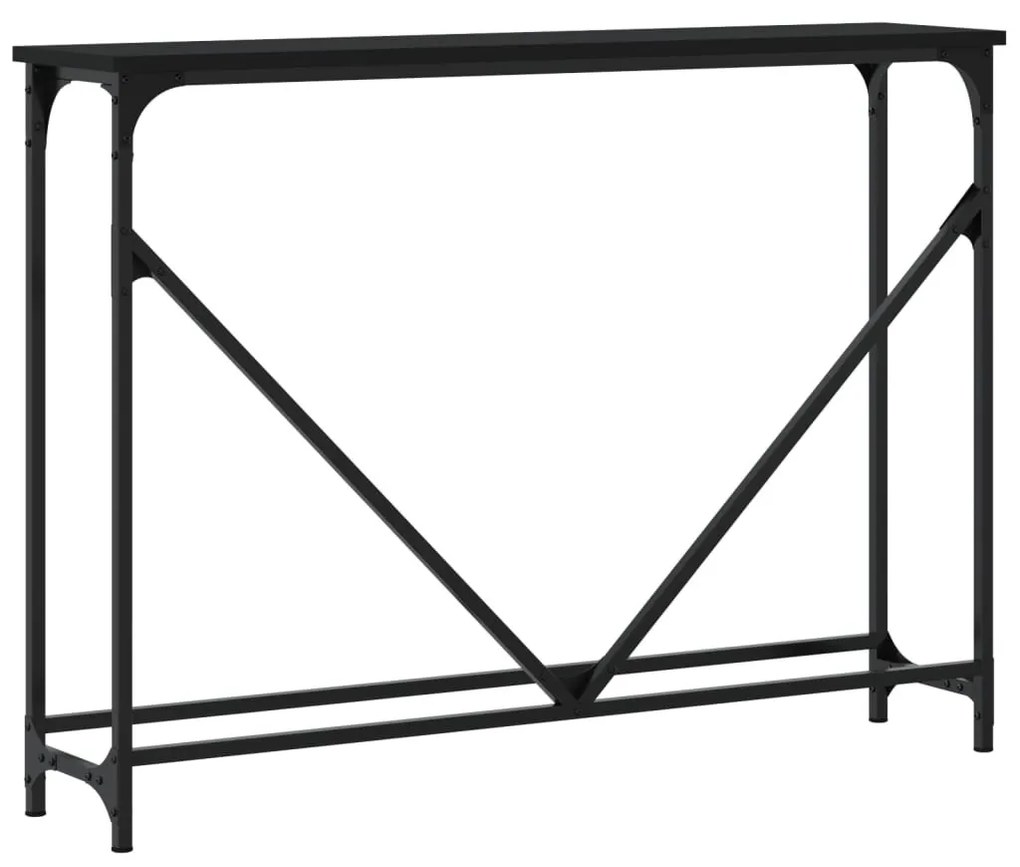 fekete szerelt fa tálalóasztal 102 x 22,5 x 75 cm