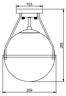 Lámpa Mennyezeti lámpatest DROP , 7165, AC220-240V, 50/60Hz, 1*E27, max.25W, átmérő 21 cm, fekete