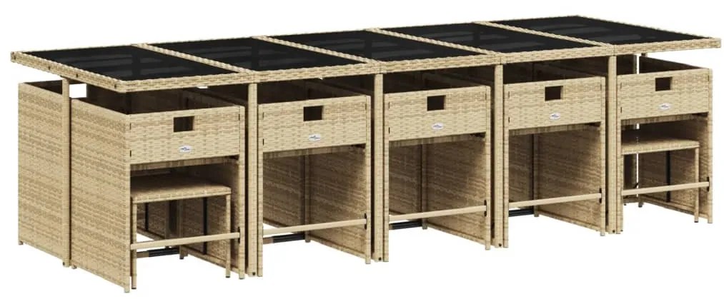 vidaXL 15 részes bézs polyrattan kerti étkezőgarnitúra párnákkal