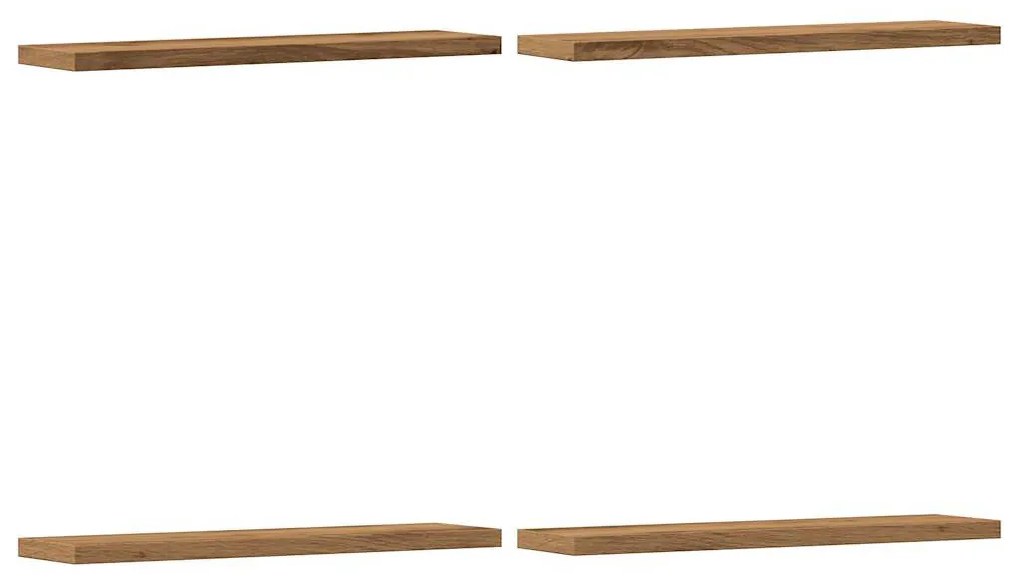 4 db kézműves tölgy színű szerelt fa fali polc 40 x 20 x 1,5 cm