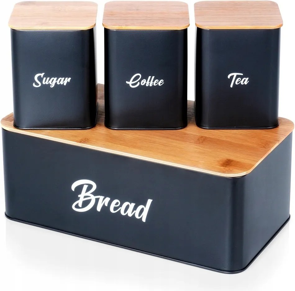 Kenyértartó Fém fa kenyértartó konyhai tároló szett