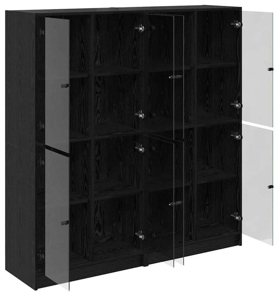 Magasfiú 2 pcs Fekete tölgy 136 x 37 x 142 cm Faanyag