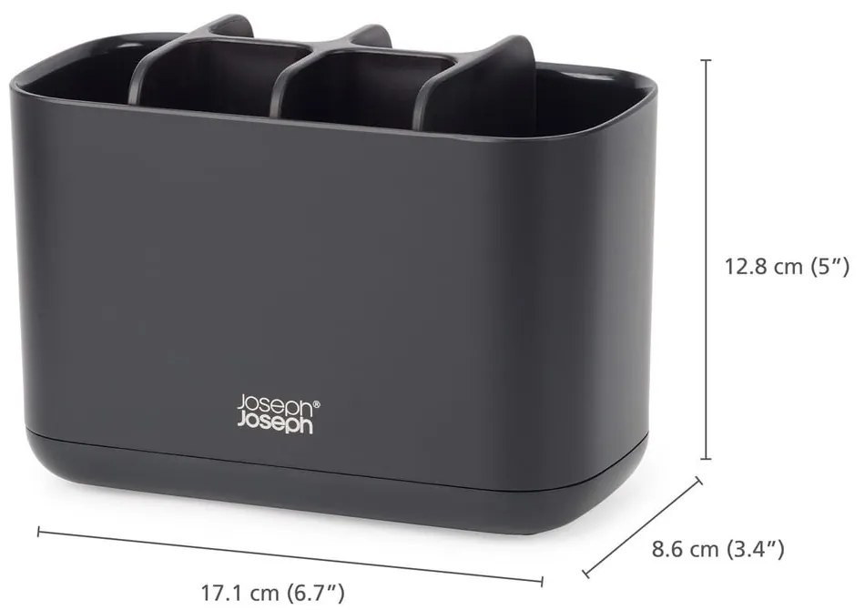 Fekete műanyag fogkefetartó állvány EasyStore – Joseph Joseph