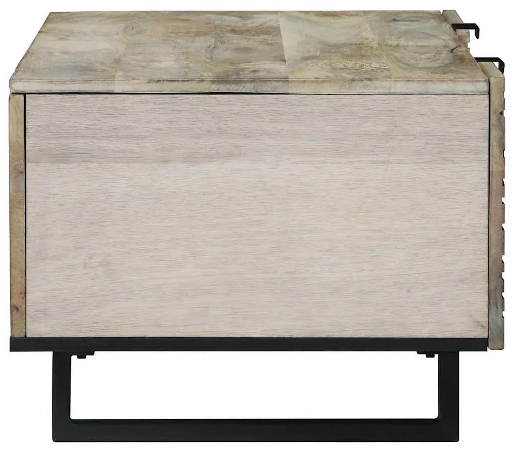 Dohányzóasztal Fehér, Fekete 100 x 54 x 40 cm tömör mangófa