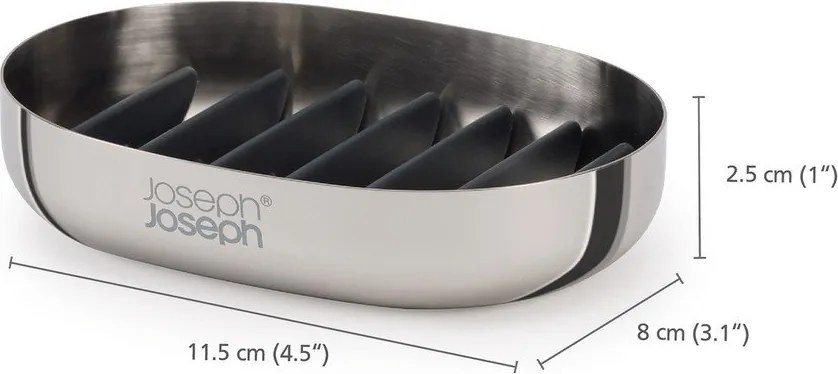 Fényes ezüstszínű rozsdamentes acél szappantartó EasyStore Luxe – Joseph Joseph