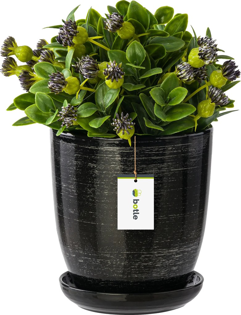 Kerámia kaspó ø32cm, fekete-ezüst