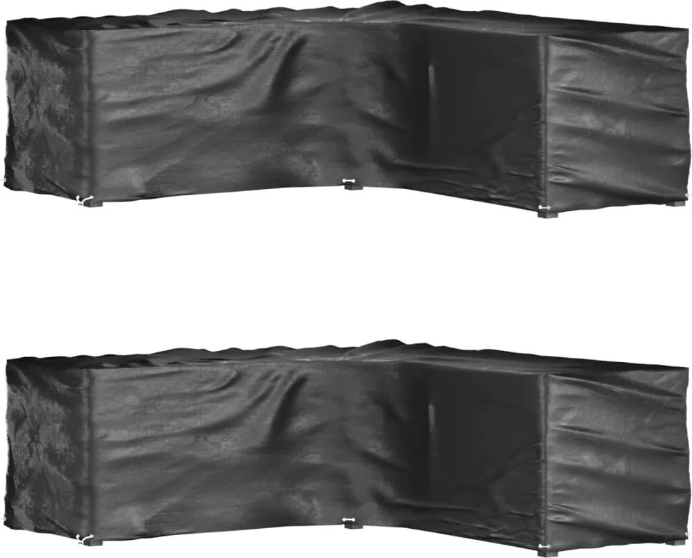 vidaXL 2 db L-alakú kerti bútorhuzat 16 fűzőlyukkal 285x285x90 cm