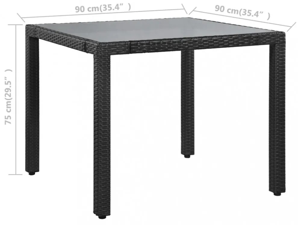 5 részes fekete kültéri polyrattan étkezőgarnitúra