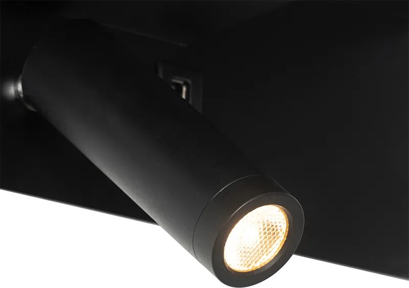 Modern fali lámpa fekete, LED-del és USB-vel - Thijs