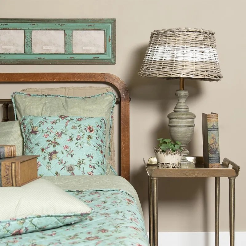 Koptatott szürke fa lámpatest, búra nélkül, 13x50 cm