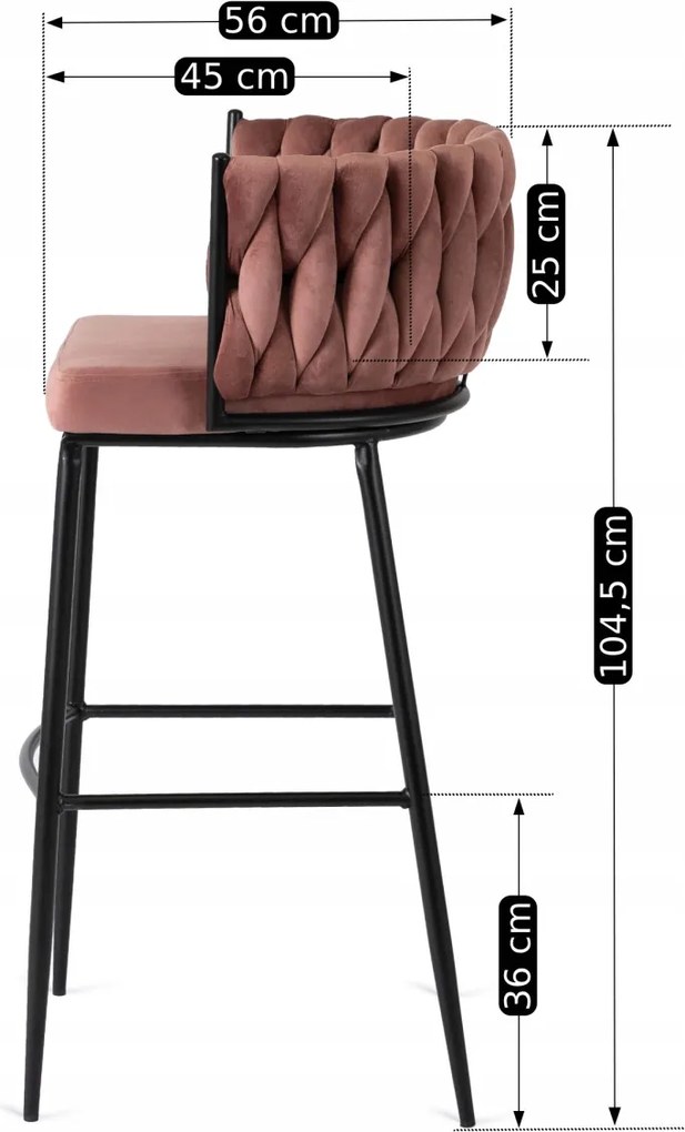 Bárszék rózsaszín bársony, FLORES