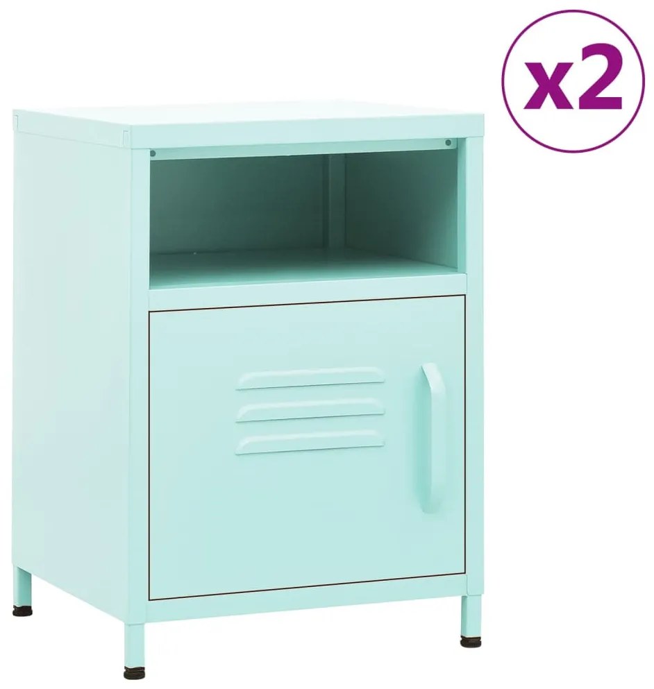 2 db menta acél éjjeliszekrény 35 x 35 x 51 cm