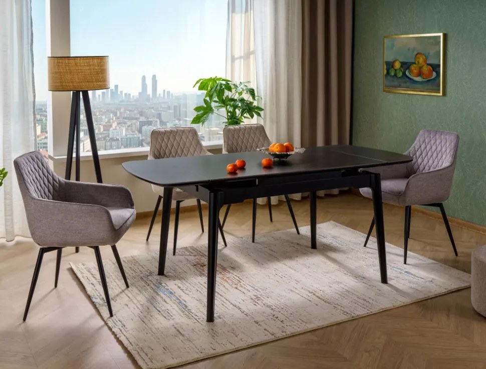 Sento bővíthető étkezőasztal fekete 120-180cm