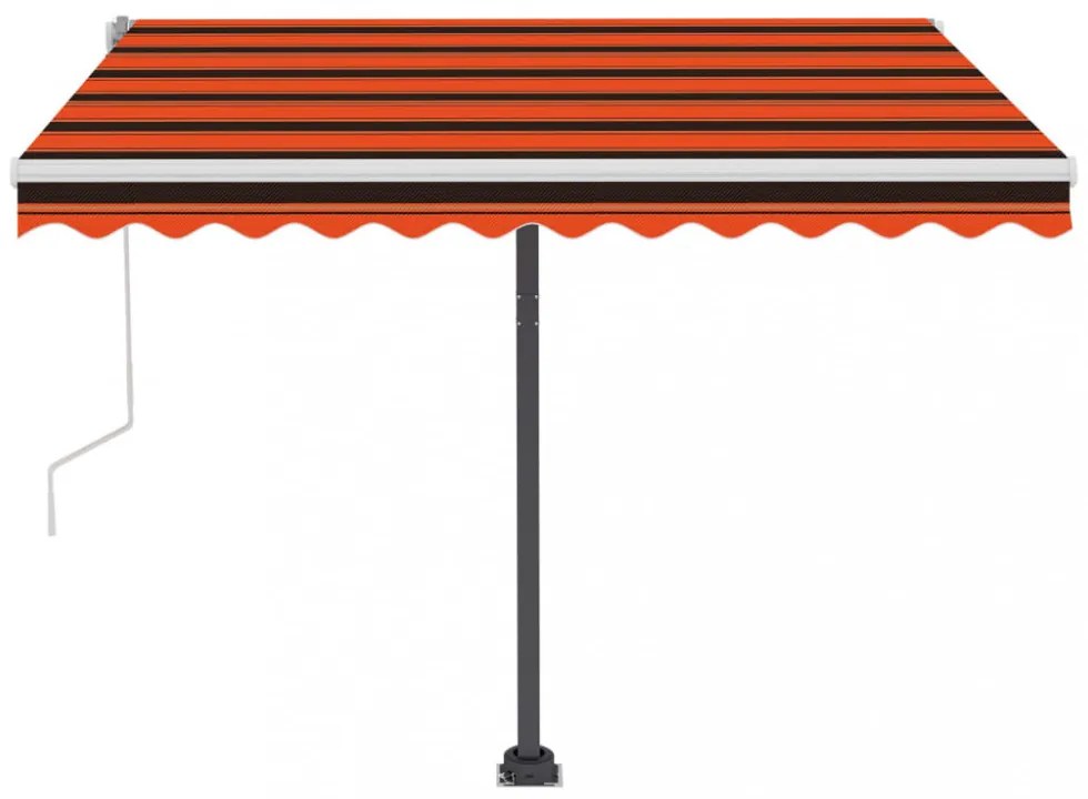 narancs és barna kézzel kihúzható LED-es napellenző 300x250 cm