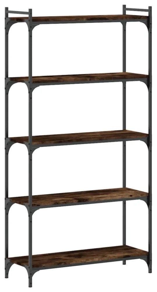 5 szintes füstös tölgy szerelt fa könyvespolc 80 x 30 x 154 cm