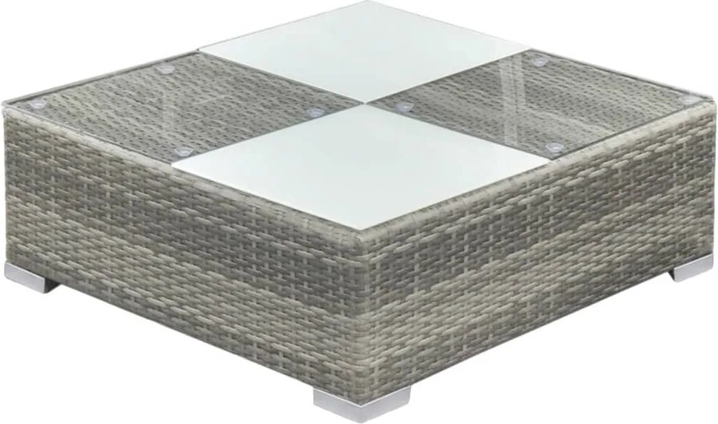6-részes szürke polyrattan kerti bútorszett párnákkal