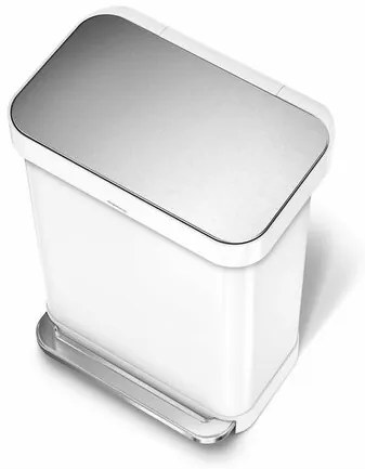 Simplehuman pedálos szemeteskosár 55 l, fehér, 55 l